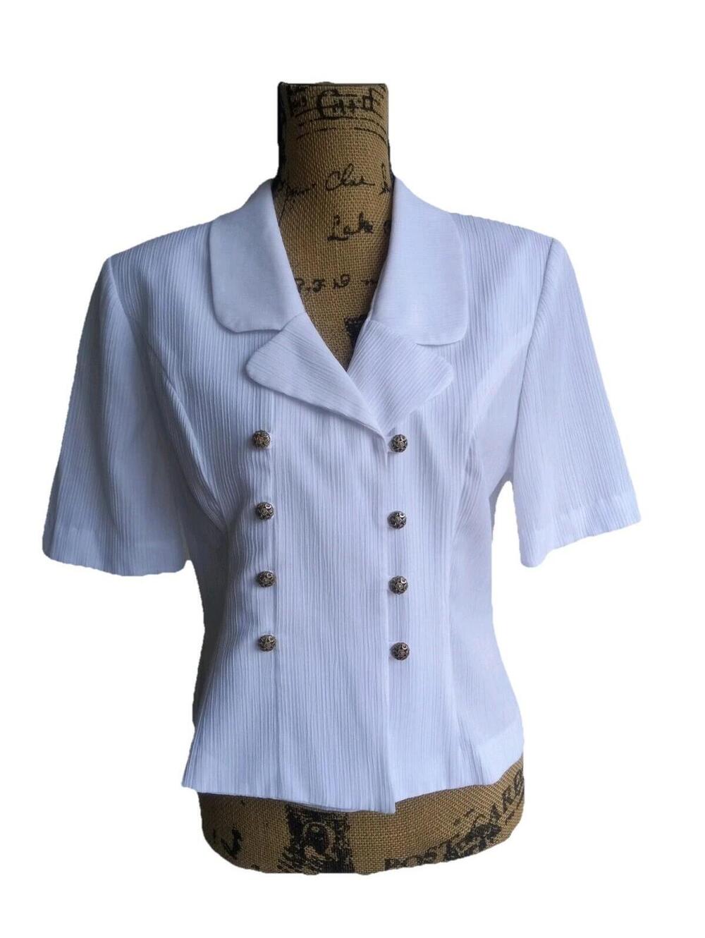 Sabino Petite Vintage Women's Short Sleeve Button Front Top Size 14P